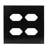 Placa p/ 4 Tomadas 4x4 - Novara Glass Preto Brilhante